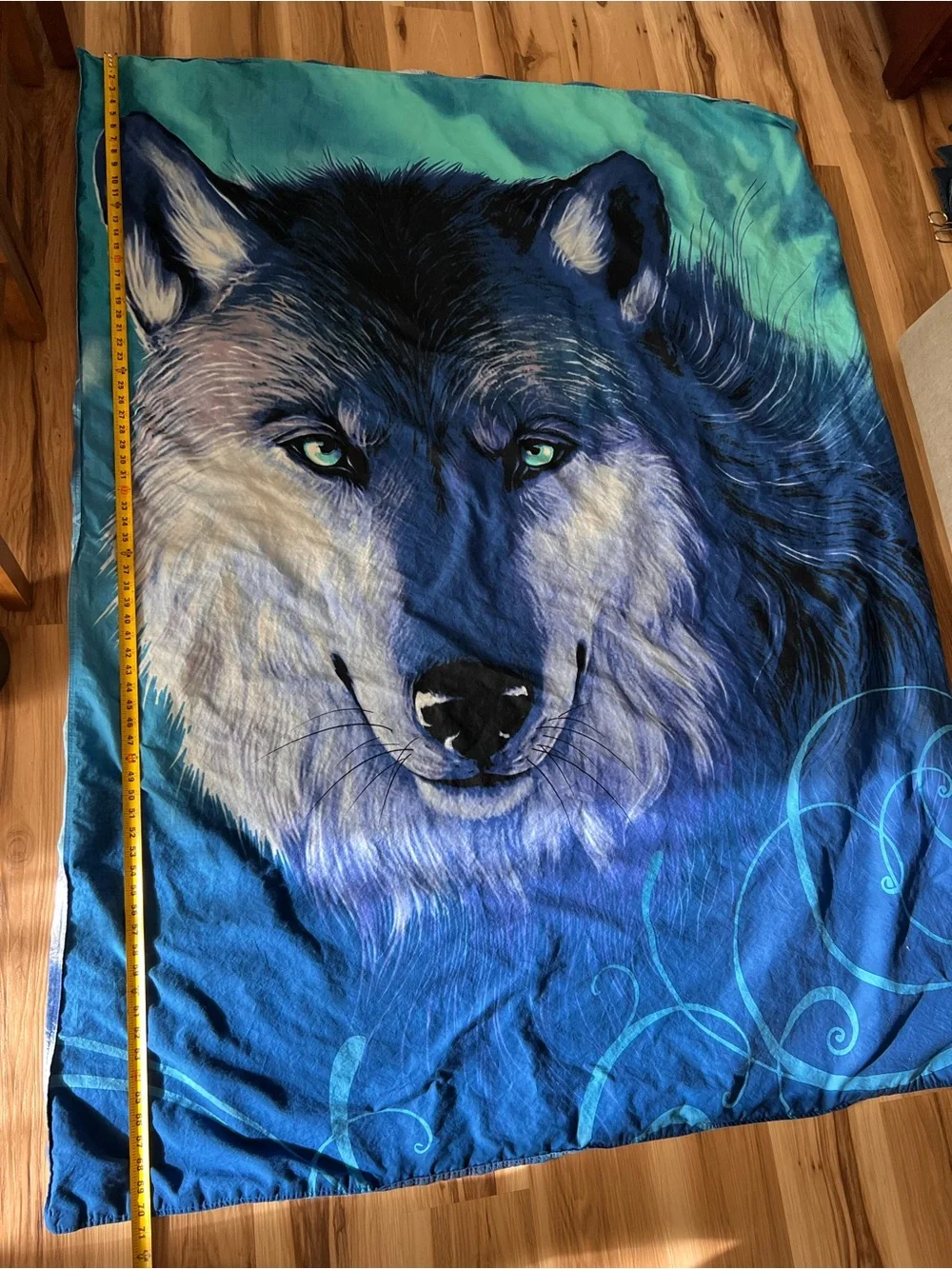 Y2K Vintage Celtic Folk Art Twilight Wolf Duvet Cover 70” x 55”